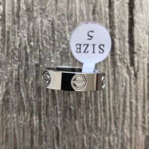 Silver Screw LOVE ring